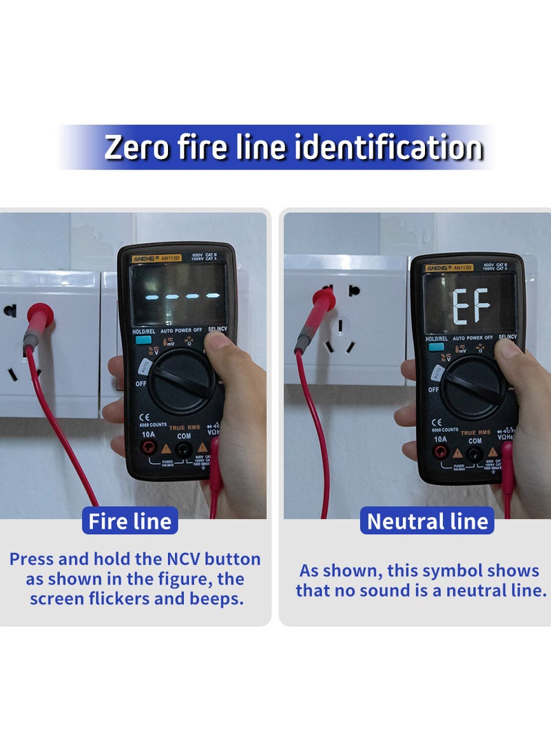 ANENG ANENG AN113D Digital Multimeter Electrical Meter 6000 Counts DC/AC Current Voltage Tester Meters True RMS Auto Ranging LCD Display Temperature Measurement  - Image 5
