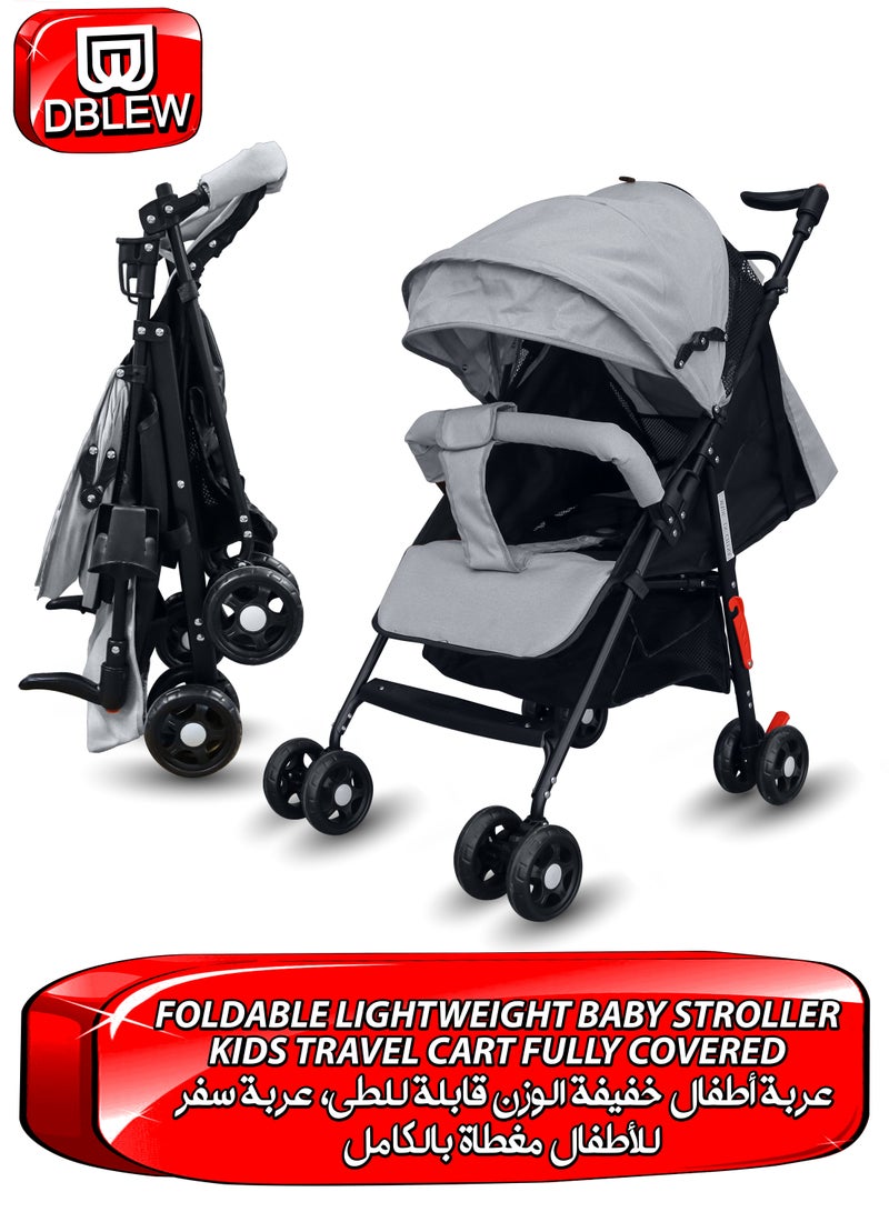 DBLEW Lightweight Compact Baby Travel Stroller with Adjustable Handles and Backrest One Hand Foldable Easy Car Trunk Storage Shopping Walking Pocket Stroller Cart For Toddler 