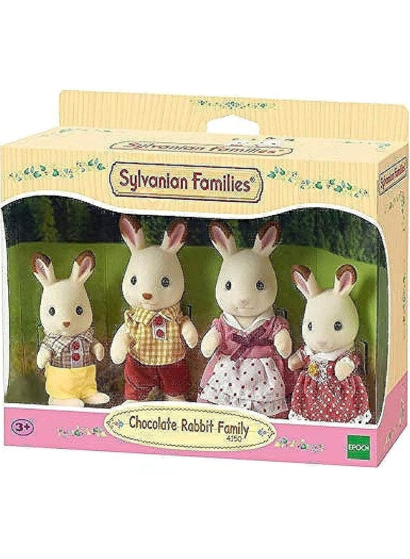 Sylvanian Families Chocolate Rabbit Family – 4 Figurine Toy Set | Cute Collectible Animal Dolls for Kids | Roleplay & Storytelling Toys | Perfect Gift for Boys & Girls | Calico Critters Sylvanian Style 
