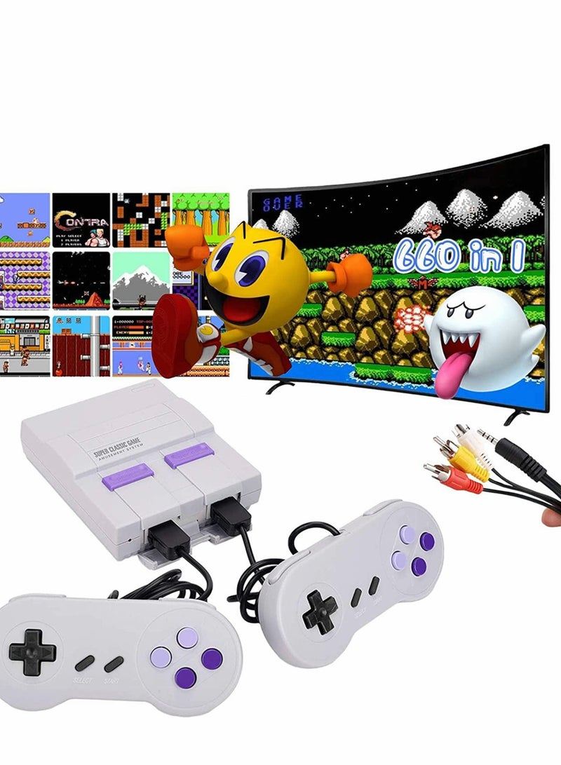 Retro Game Console,Classic Mini Retro Game System Built-in 660 Retro Games, AV Output Plug u0026 Play Video Games Console,Retro Toys Gift for Kids. UK Plug - Image 1