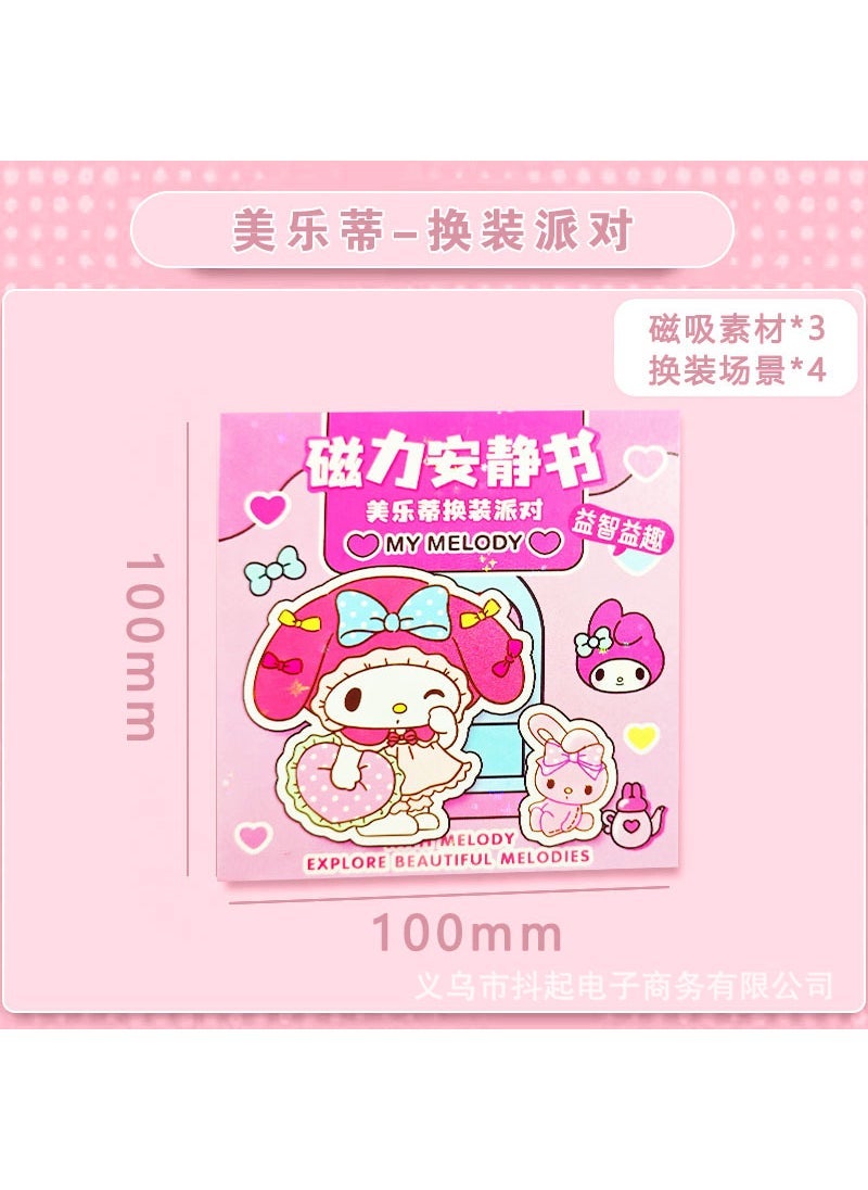 Mini Pocket Magnetic Quiet Book DIY Puzzle Toy melody "dress party" 10*10cm 