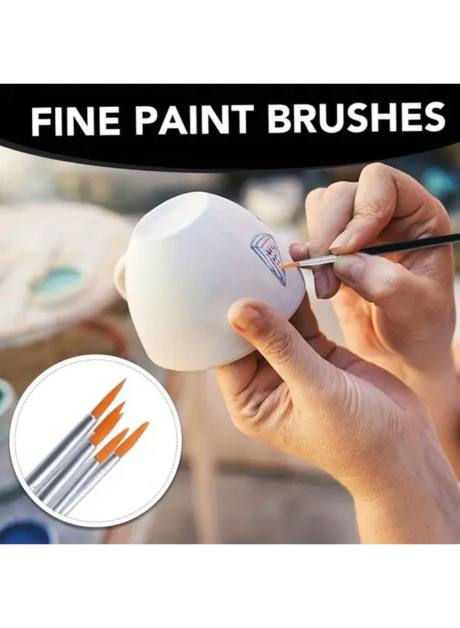 20 فرشاة طلاء شعر نايلون، رؤوس مسطحة ومستديرة للرسم بالأكريليك والزيت والألوان المائية على القماش والصخور. - Image 5