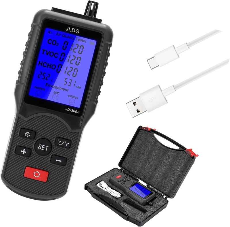 Air Monitors CO2 Meter Carbon Dioxide Detectors CO2 TVOC HCHO Temperature Humidity Measuring Device Air Tester for Home - Image 1