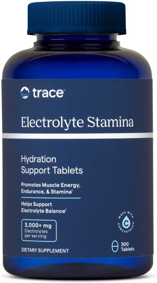 Trace Minerals Electrolyte Stamina  Heart Health  Hydration Support  Electrolyte Supplement Aids Muscle Cramp Relief  Endurance  Mineral Supplement with Magnesium  300 Tablets 50 Servings - Image 1