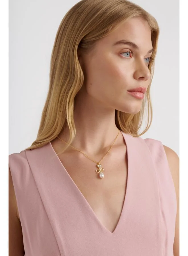 Ted Baker  IMOGEN: Icon Charm Heart Bow Pearl Drop Pendant Necklace for Women | Best Price UAE