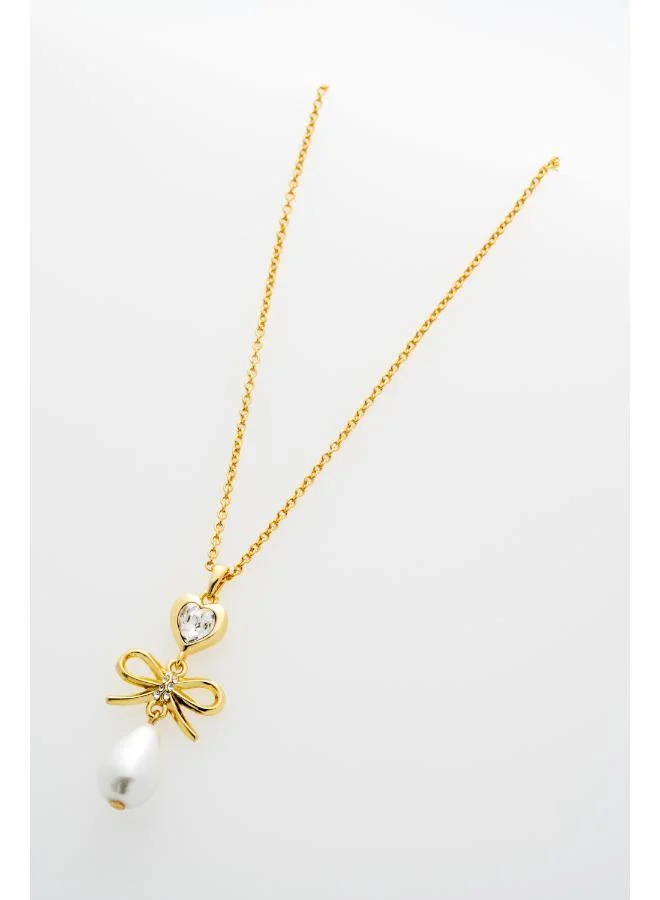 Ted Baker  IMOGEN: Icon Charm Heart Bow Pearl Drop Pendant Necklace for Women | Best Price UAE