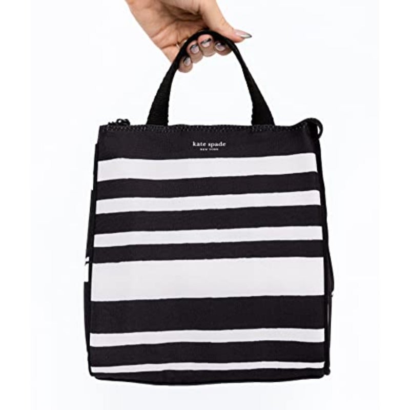 Black Portable Soft Cooler Lunch Bag, Thermal Tote with Silver Insulated Interior Lining and Storage Pocket - Image 5