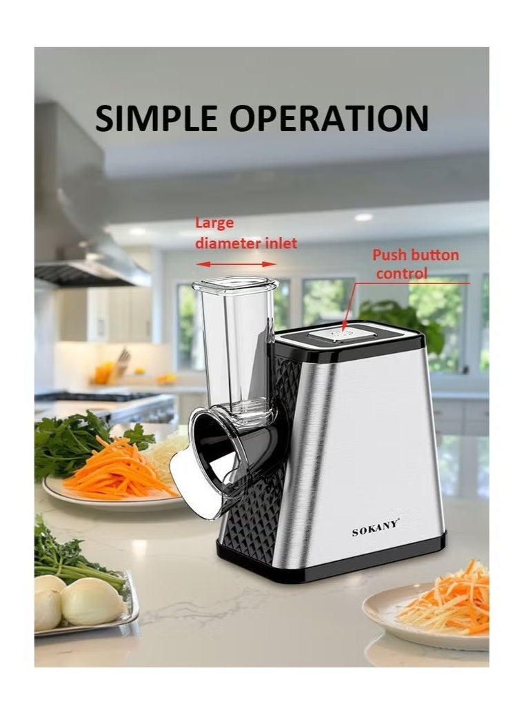 sokany Electric Cheese Grater, 5 in 1 Professional Electric Slicer Shredder,800W Cheese Grater/Chopper Salad Maker, Shredder for Home Kitchen Use with One-Touch Control,Food Processor with 5 Blades Set,SK-06029 - Image 3