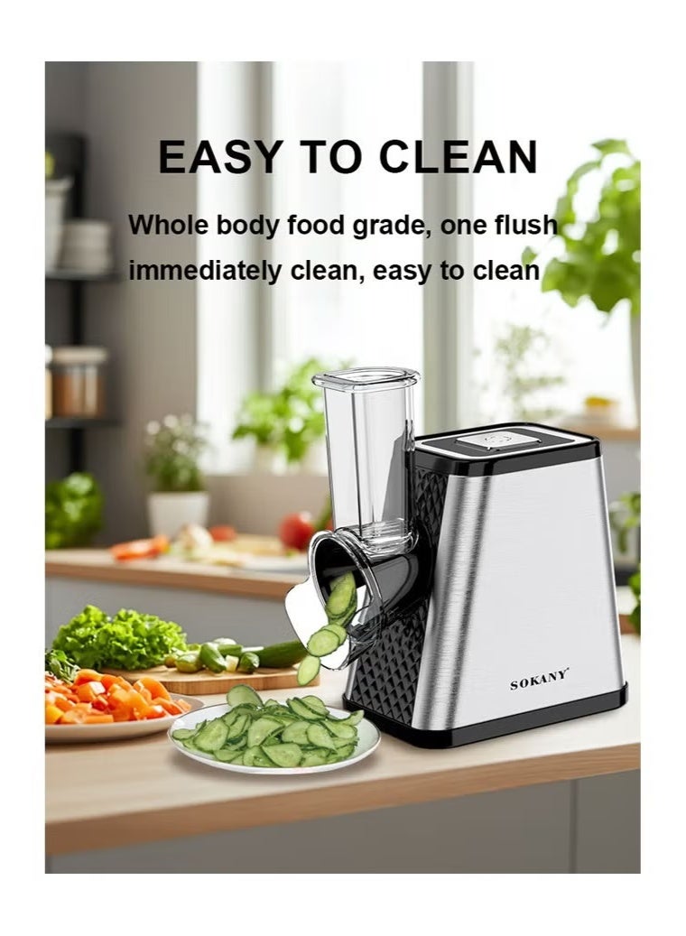 sokany Electric Cheese Grater, 5 in 1 Professional Electric Slicer Shredder,800W Cheese Grater/Chopper Salad Maker, Shredder for Home Kitchen Use with One-Touch Control,Food Processor with 5 Blades Set,SK-06029 - Image 2