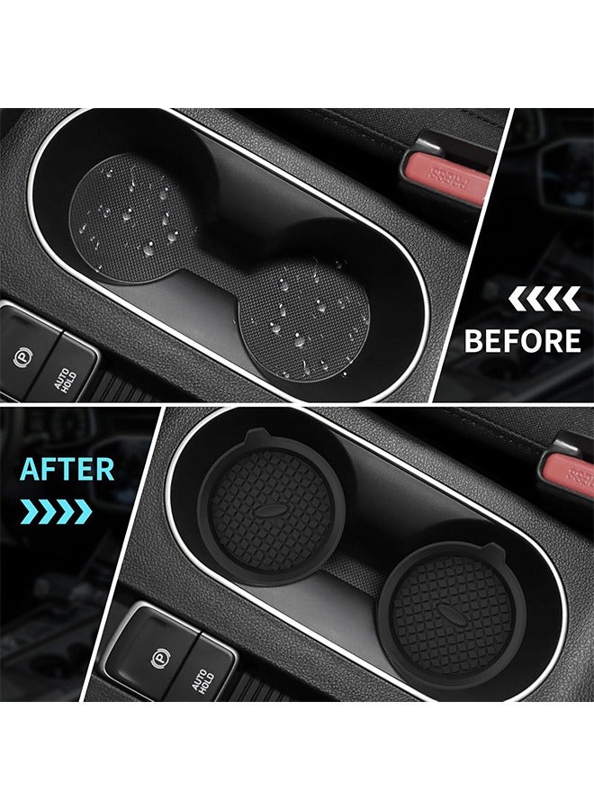 Car Coasters 4 Pack Silicone Car Cup Coasters Cup Mats Universal Non Slip Recessed Car Interior Accessories Car Cup Holder Insert Coasters Black - Image 5