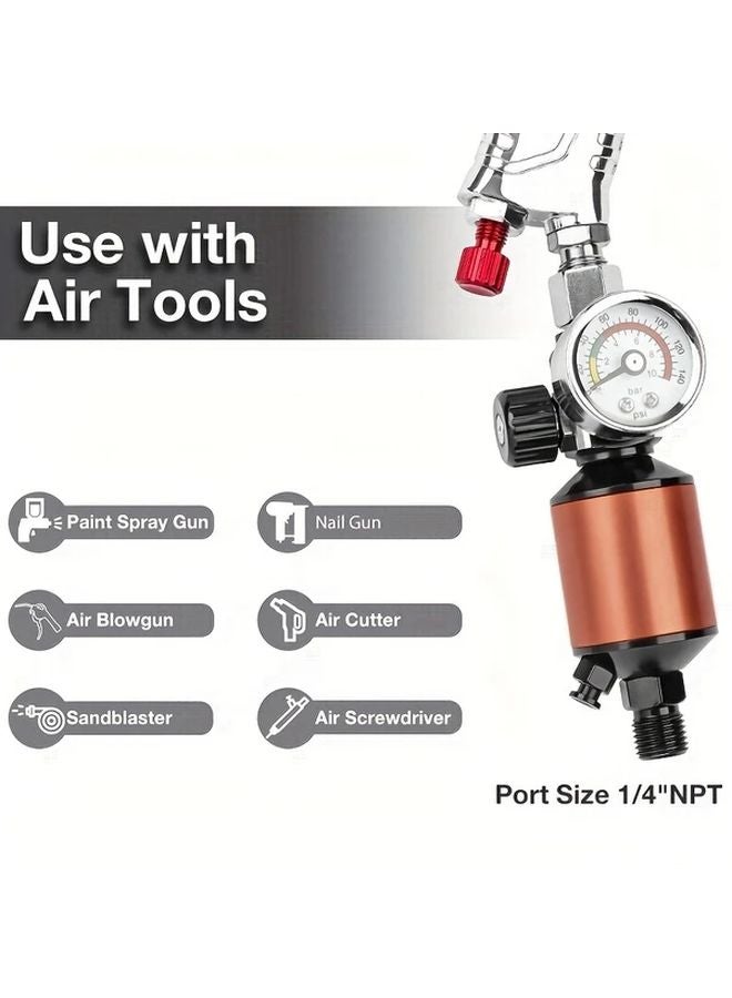 1 Set Heavy Duty Air Pressure Regulator Kit With Gauge Oil Separator Filter 1 4 NPT - Image 5