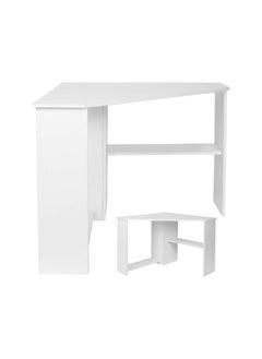 Corner Computer Desk, L-Shaped Writing Study Table Chipboard PC Table with 2 Open Shelves Large Load Bearing 50 kg for Home Office, 28.3x35.4x50x25.2-inch
