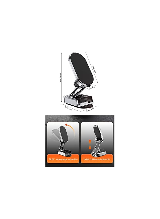 S-TOP Foldable Car Phone Holder with 360 Degree Rotation Strong Magnetic and Anti-Slip Design for Easy and Safe One-Handed Operation Compatible with Most Smartphones(silver) - Image 2