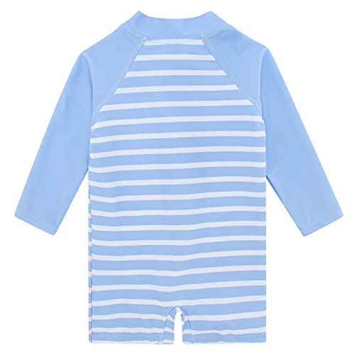 uideazone Baby Boys Long Sleeve Swimsuit Blue Striped One Piece Surfing Suits Beach Swimwear Rash Guard , 2-3T - Image 4