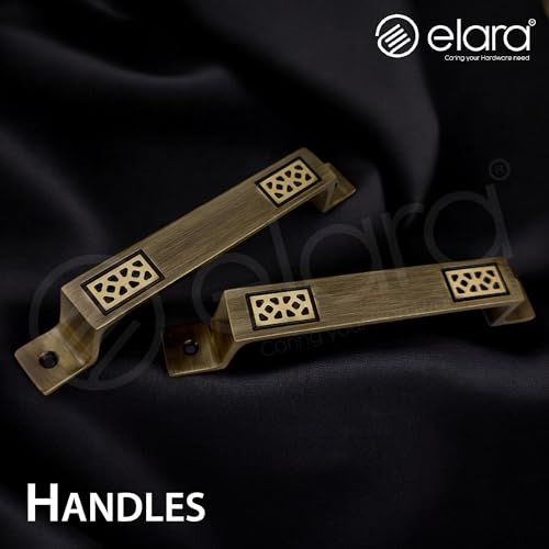Elara BDK-1 Antique Brass Finish Double Brass Door Kit, 12 Inch Aldrop, 12 Inch Latch, Handle, Tower Bolt, Door Stopper, Pull Handle - Image 5