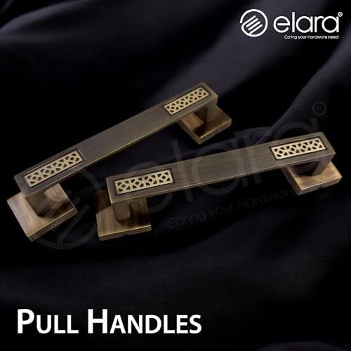 Elara BDK-1 Antique Brass Finish Double Brass Door Kit, 12 Inch Aldrop, 12 Inch Latch, Handle, Tower Bolt, Door Stopper, Pull Handle - Image 3