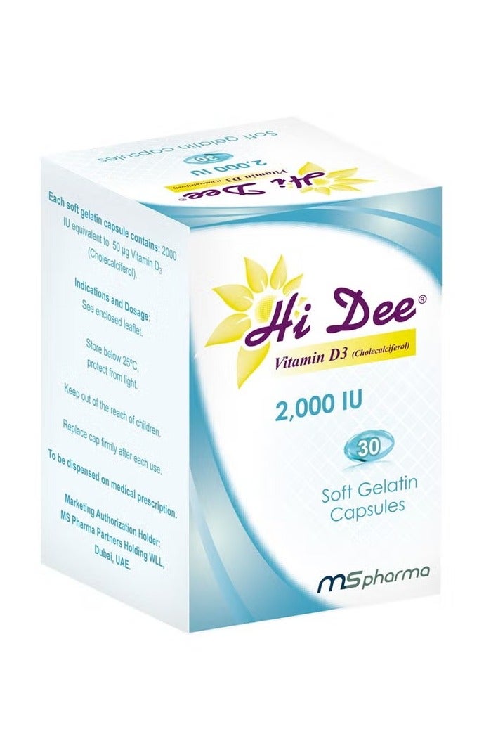 ms pharma Hi Dee Vitamin D3 2000 IU Soft Gelatin Capsules 30's - Image 1