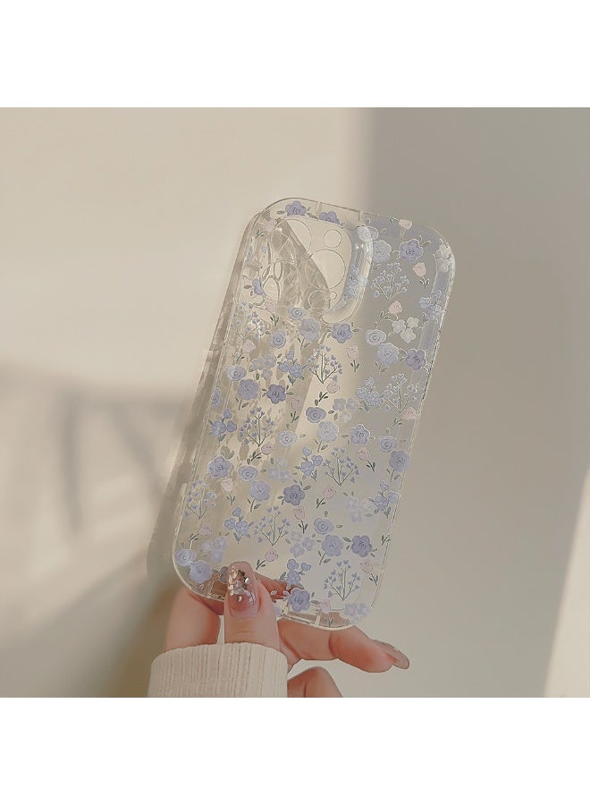 NIBEMINENT Protective TPU Case Cover For iPhone 15, Pink And Blue Floral Pattern Single Shell