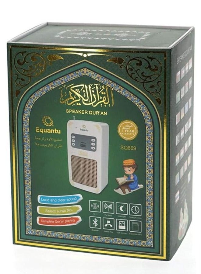 Equantu SQ669 Exclusive Wireless Quran Speaker LED Light Wall Plug Quran Speaker Holy Quran Speaker with Translation Bluetooth Remote Control Quran Player Radio USB Support Quran Speaker for Home School Hospitals Mosque - Image 4