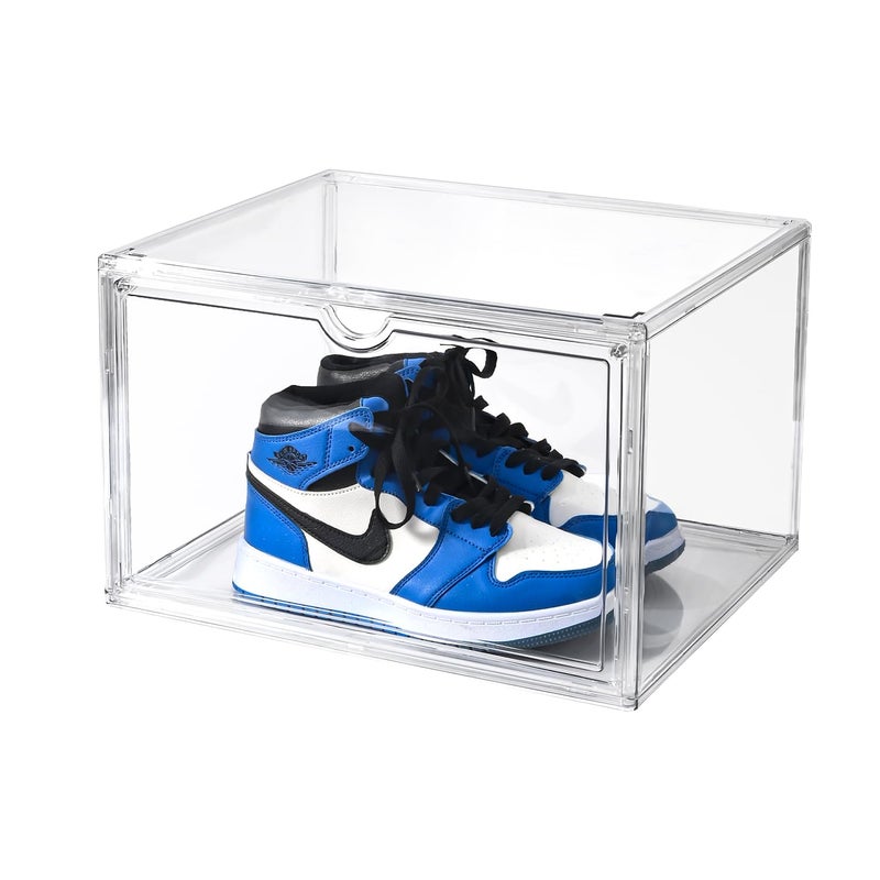 Uni HIMO Clear Shoe Organizer,Stackable Shoe Display Case,Shoe Box Storage Bins with Magnetic Door,Fit Shoe Size Up to US 14 (X-Large-1Pack) - Image 1