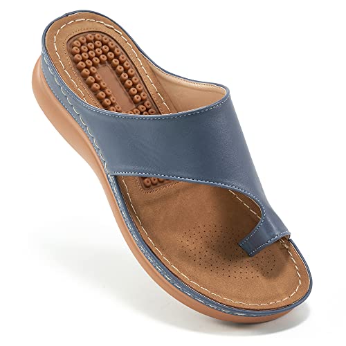Aomigoct Sandals for Women Wedge Shoes: Comfortable Orthopedic Sandals Womens Dressy Summer Flip Flops Casual Walking Wedges - Image 1