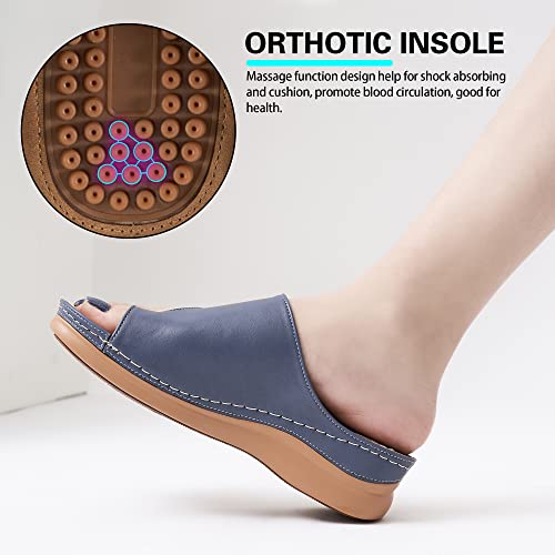 Aomigoct Sandals for Women Wedge Shoes: Comfortable Orthopedic Sandals Womens Dressy Summer Flip Flops Casual Walking Wedges - Image 4