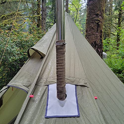 FireHiking Fireproof Pipe Wrap (Basalt Fiber) Anti Scalding Chimney Ribbon Stove Flue Protector with 2 Clamps - Image 5