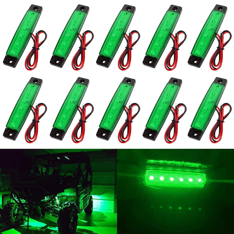 KEING 10X Led Rock Lights, Strip Light, Wheel Well Light, Waterproof Exterior Interior Light, Led Underglow Kit for Golf Cart, Jeep Wrangler, RZR, Offroad, Truck, RV, UTV, ATV, Ford, Snowmobile (Green) - Image 1