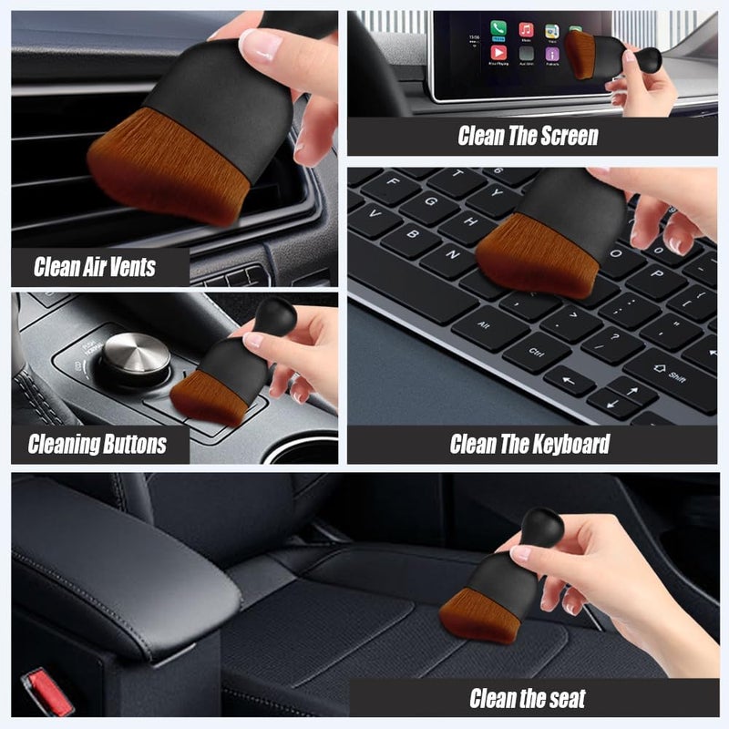 HAOBO 3PCS Car Interior Detailing Brush, Auto Soft Hair Cleaning Brushes, Curved Dirt Dust Collectors, Car Interior Cleaning Tool for Dashboard Air Conditioner Vents Leather（Brown1-3pcs） - Image 5