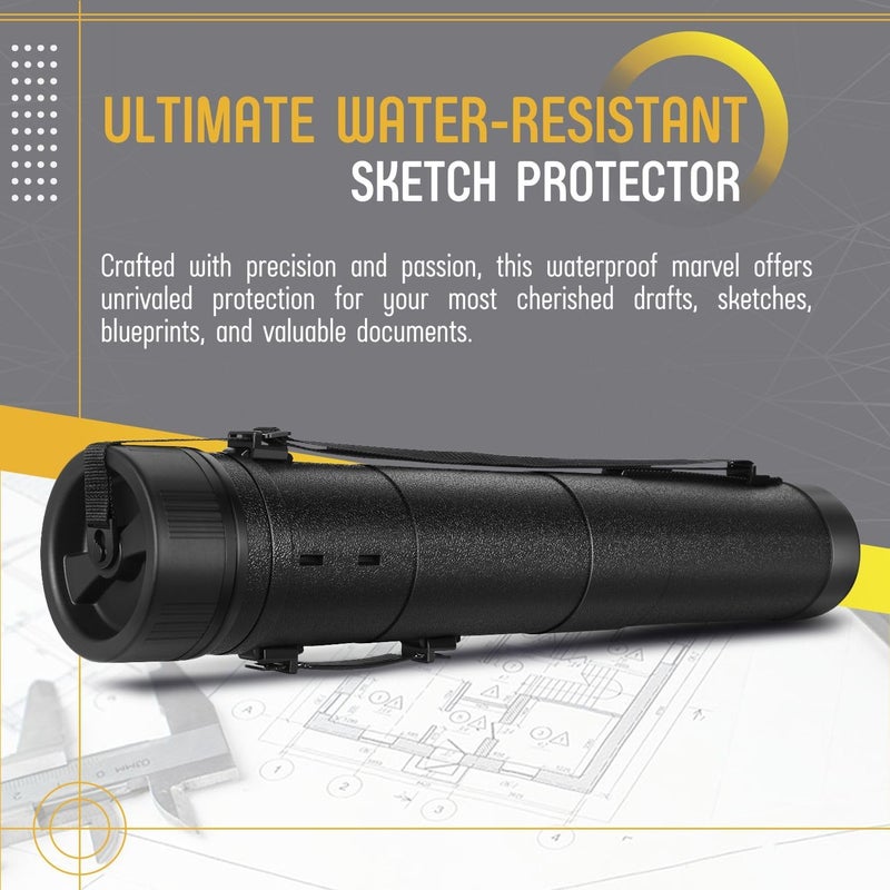 Flexzion Poster, Art, Document Tube with Strap, Expandable Waterproof Plastic Container, Telescoping Cylindrical Storage Case, Portable Paper Holder for Draft Sketch Blueprint, 4.7 IDx31.7-51.2 Inch - Image 3