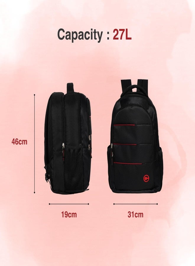 Citizen Workoholic Travel Laptop Backpack | 15.6 Inch Padded Laptop Compartment | 27 Liters | Polyester Fabric | 2 Front & Side Pockets | Padded Straps & Trolley Sleeve | Reflective Strips | Black - Image 4