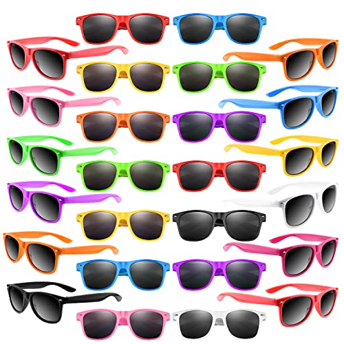 FEPITO 40 Pack Sunglasses Party Favors Neon Color Sunglasses Bulk for Beach Birthday Party Pool Wedding Party Supplies 10 Colors - Image 1