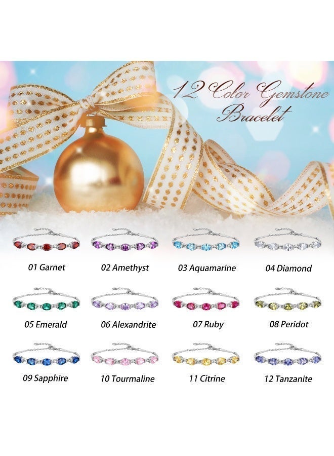 Juwaliy 18K White Gold Plated Oval Tennis Bracelets for Women,August Birthstone Bracelet Peridot Jewelry Mom Wife Birthday Mother's Day Gift for Her - Image 4