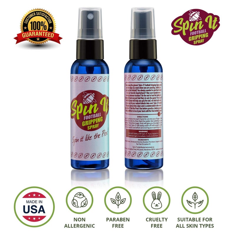 SPIN IT GRIPPING SOLUTION Spin iT Football Grip Spray - Firm Grip With or Without Football Gloves - Compliment to Football Training Equipment & Football Accessories - Increased Football Grip Playing Youth Football (2 oz) - Image 2