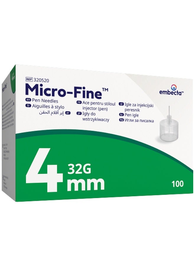 إبر أقلام Embecta Micro-Fine مقاس 32G (0.23 مم × 4 مم) – عبوة تحتوي على 100 إبرة
