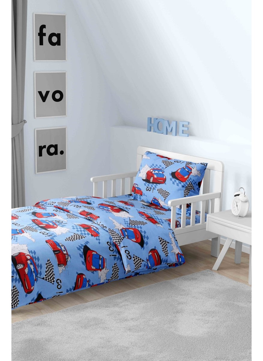 Favora - Ranforce Car Patterned Single Duvet Cover Set - Image 1