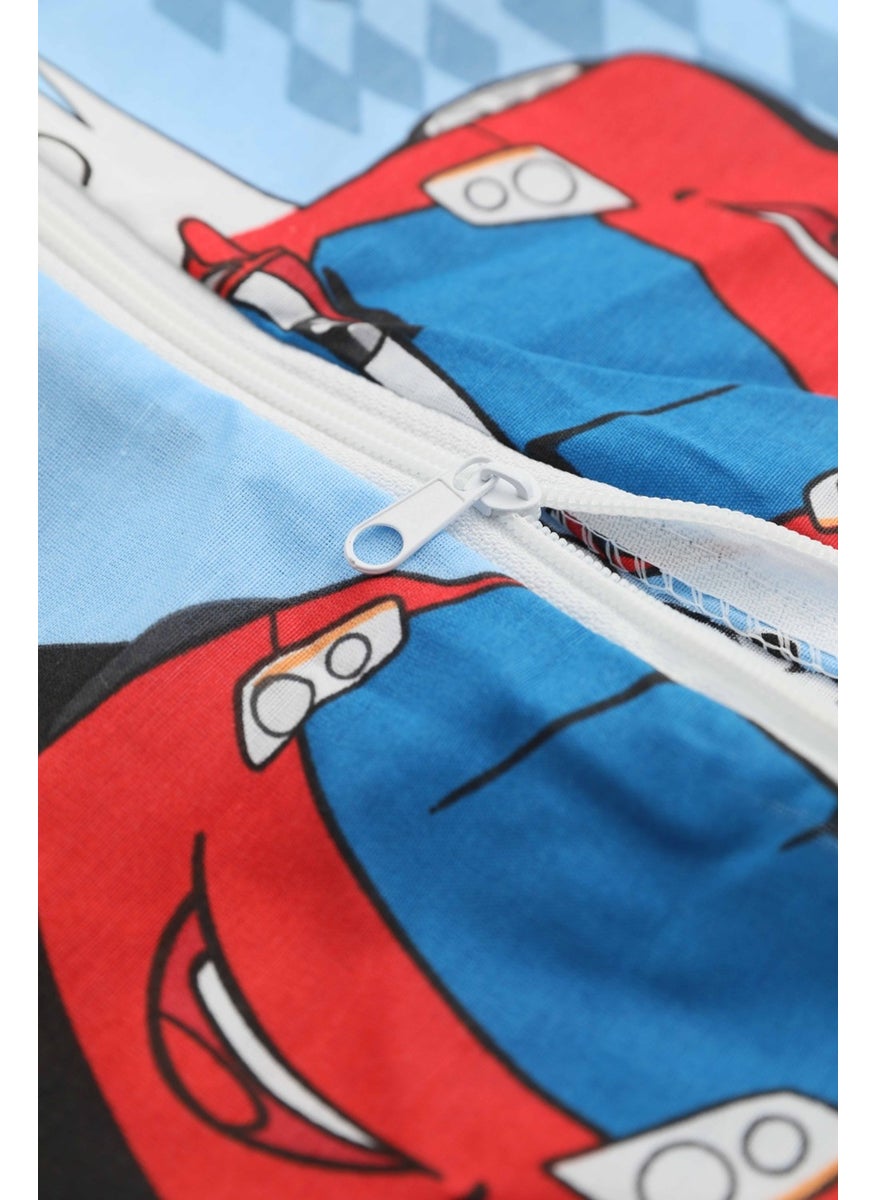 Favora - Ranforce Car Patterned Single Duvet Cover Set - Image 1