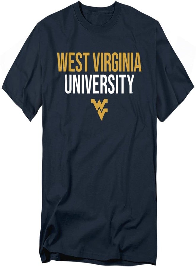 LOGOVISION West Virginia University Official Stacked Unisex Adult T Shirt,Navy, Large - Image 1