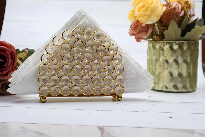 CentraLit CentraLit Crystal Napkin Paper Holder Facial Tissues Napkin Organizer Mails Letters Cards Holder Cast Standing for Dinner Table Dresser Home Deco Office Gold - Image 1