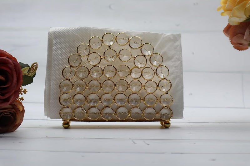 CentraLit CentraLit Crystal Napkin Paper Holder Facial Tissues Napkin Organizer Mails Letters Cards Holder Cast Standing for Dinner Table Dresser Home Deco Office Gold - Image 3