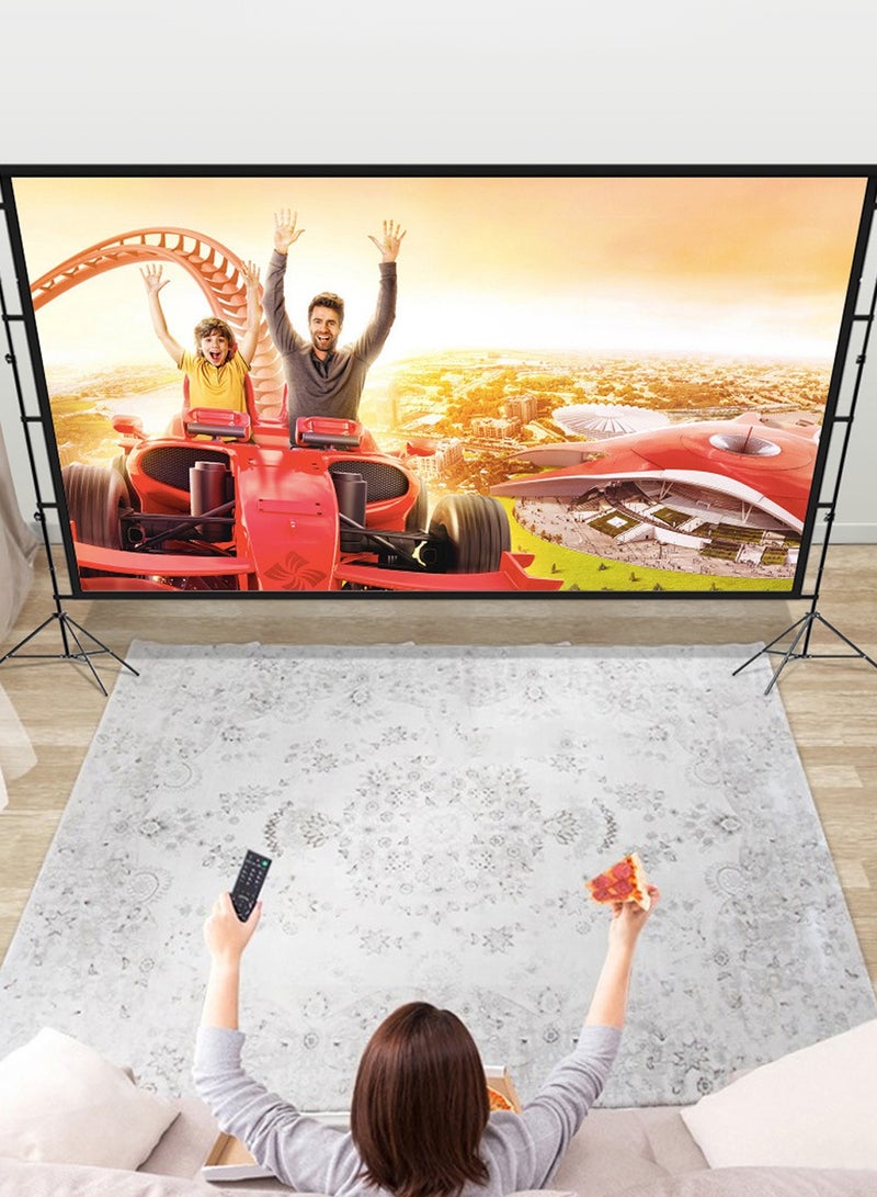 LEOKOR 100 inch 16:9 Projector Screen with 2.1M High Tripod Stands, Portable Foldable  Indoor Outdoor Screen Movie for 4K 1080P HD, with Carry Bag for Home Theater Backyard Cinema Camping  - Image 4