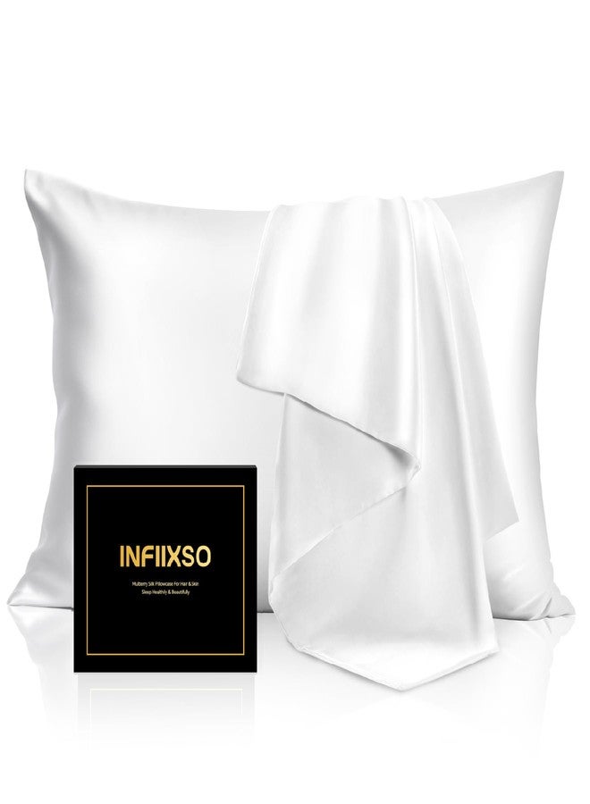 INFIIXSO Mulberry Silk Pillow Case King Size, Silk Pillowcase with Hidden Zipper 20"x36", Extraordinary Smooth and Soft Pillow Cases for Hair and Skin(White, 1 Pack) - Image 1