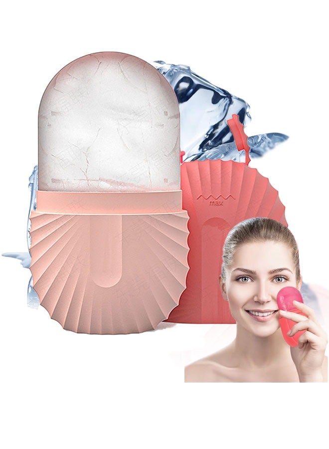 Loquat Ice Face Roller Ice Face Mould Ice Holder for Face Ice Stick Beauty Facial Icing Roller Skin Care Silicone Face Ice Cube Icing Tool Ice Sphere for Brighten Remove Lines (Pink) - Image 1