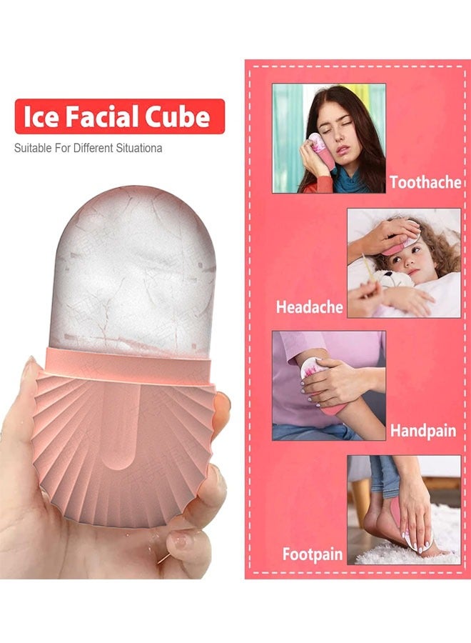 Loquat Ice Face Roller Ice Face Mould Ice Holder for Face Ice Stick Beauty Facial Icing Roller Skin Care Silicone Face Ice Cube Icing Tool Ice Sphere for Brighten Remove Lines (Pink) - Image 2