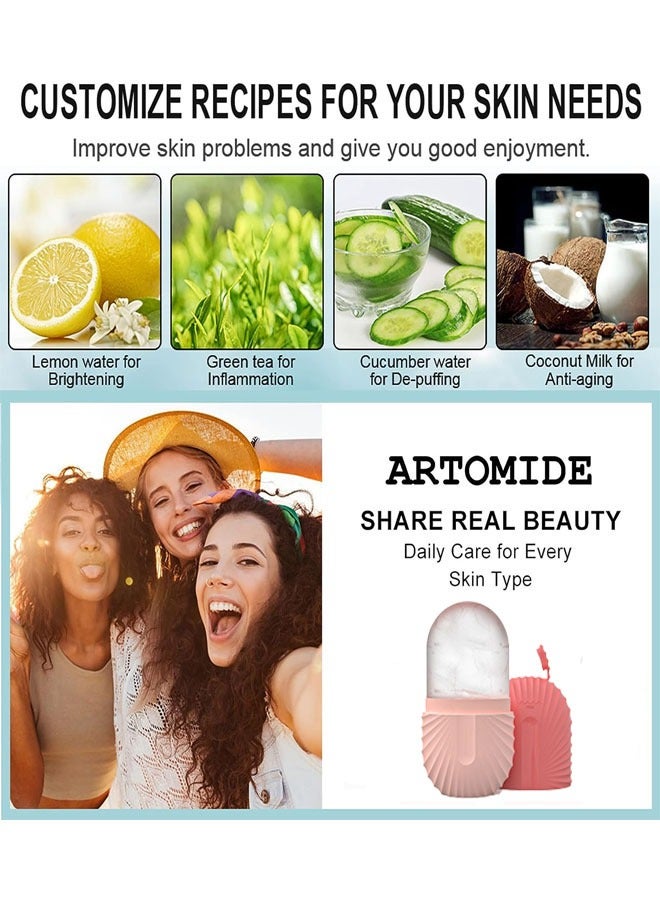 Loquat Ice Face Roller Ice Face Mould Ice Holder for Face Ice Stick Beauty Facial Icing Roller Skin Care Silicone Face Ice Cube Icing Tool Ice Sphere for Brighten Remove Lines (Pink) - Image 5