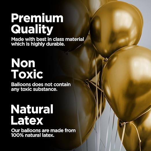 BRIJBAZAAR Gold Blue & White Metallic Shiny Balloons and Gold Confetti Balloons For Birthday/Anniversary/Engagement/Wedding/Special Event Theme Party Decoration (Green Gold Black + Gold Confetti) - Image 3