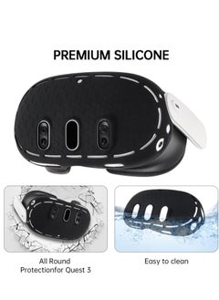 SYOSI Silicone Cover Set Compatible with Meta Quest 3 Accessories VR Silicone Face Cover VR Shell Cover Controller Grips Accessories Protective Lens Cover VR Accessories Protective Cover  - Image 5