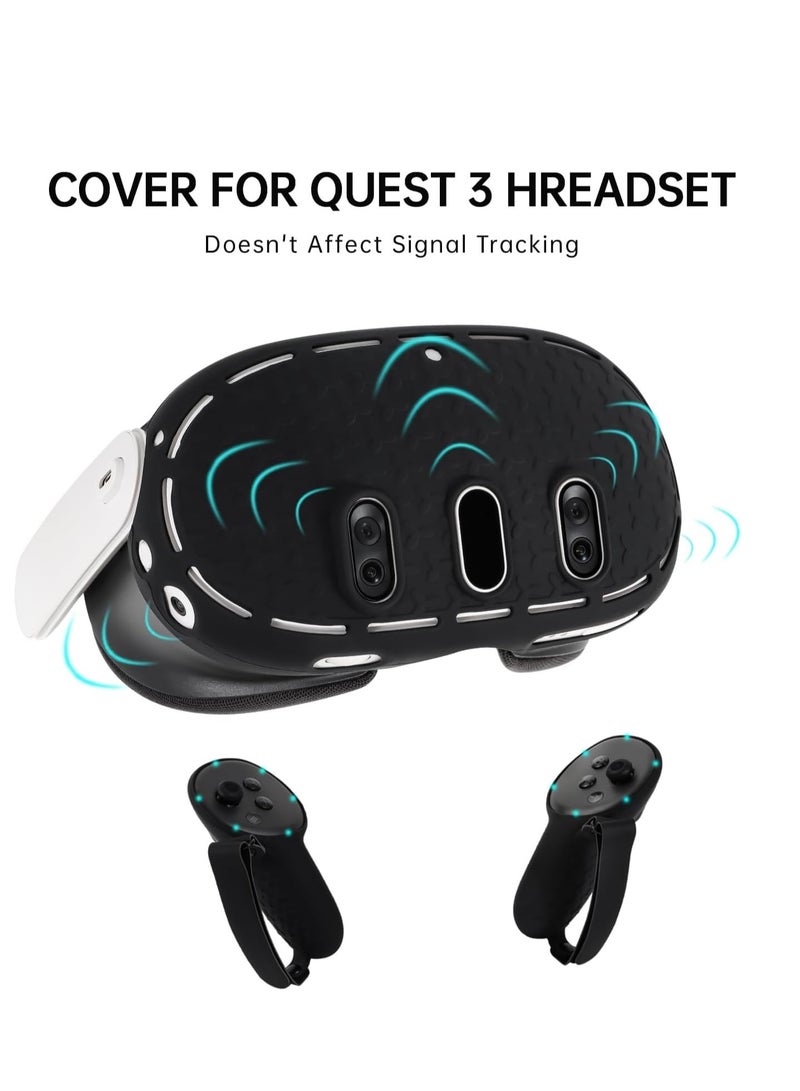 SYOSI Silicone Cover Set Compatible with Meta Quest 3 Accessories VR Silicone Face Cover VR Shell Cover Controller Grips Accessories Protective Lens Cover VR Accessories Protective Cover - Image 4