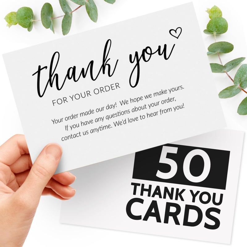 T MARIE 50 Extra Large 4x6 Thank You Cards Small Business Supplies for Boutique Shops - Thanks For Your Order and Thank You For Supporting My Small Business - Image 2