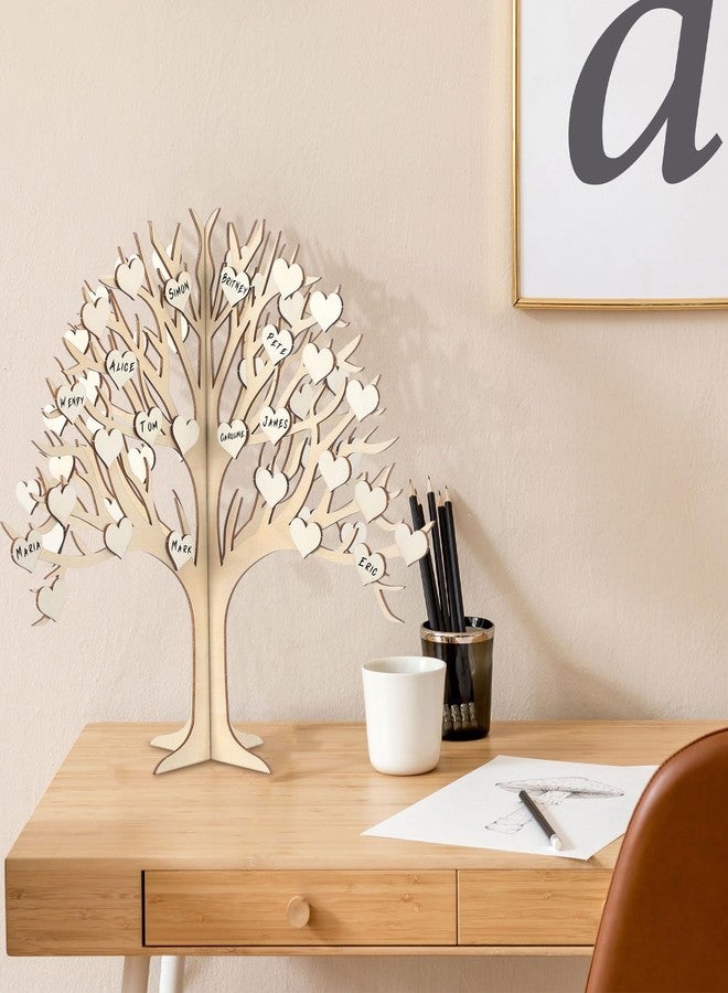 Marsui 3D Family Tree Decor Family Name Sign Tree of Life Sign Wooden Gratitude Cutouts Desktop Artificial with 54 Heart Tags for Home Birthday Party Mothers Day DIY Craft, 12.6 x 13.7 Inch - Image 5